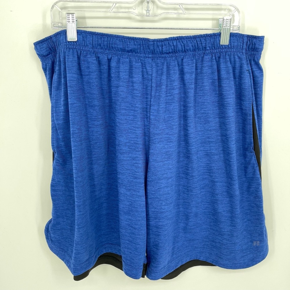Russell Men's Blue Black Dri-Power 360 Athletic Workout Gym Shorts Size XL 40-42